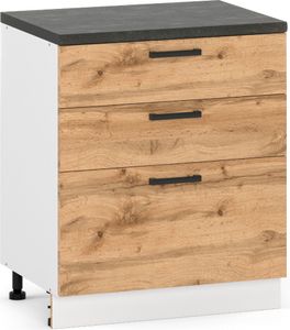 Szafka Kuchenna Stojąca Dolna 80Cm Dąb Wotan 3 Szuflady