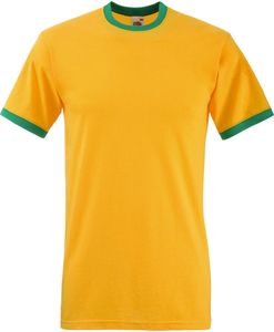 Fruit of the Loom 61-168-0 | Ringer Herren T-Shirt - Farbe: Sunflower/Kelly Green - Größe: XL