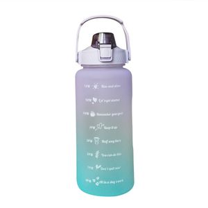 Violett Wasserflasche Time Marker 2L Extra große motivierende Sportflasche mit Strohhalm