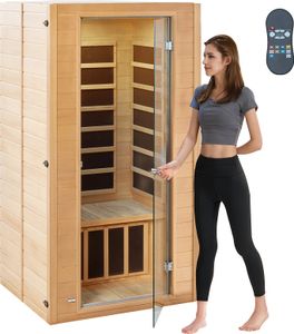 VEVOR dřevěná infračervená sauna, domácí saunová lázeň Nízkoemisní infračervená sauna z hemlockového dřeva s dveřmi z tvrzeného skla, vícebarevnou lampou, reproduktorem Bluetooth a barevnou světelnou terapií, VEVOR dřevěná infračervená sauna, domácí saunová lázeň Nízkoemisní infračervená sauna z hemlockového dřeva s dveřmi z tvrzeného skla, vícebarevnou lampou, reproduktorem Bluetooth a barevnou světelnou terapií,