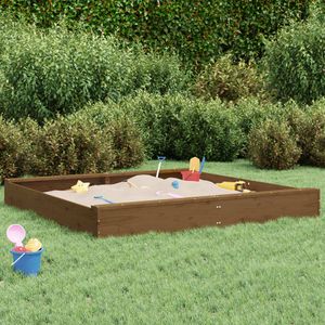 Leap Sandkasten mit Sitzen Honigbraun Quadratisch Massivholz Kiefer - FarbeHonigbraune KieferGröße160 x 160 x 20 cm