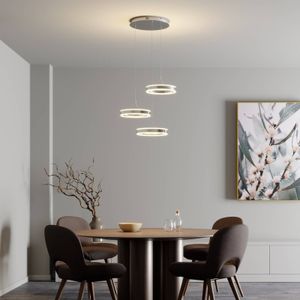 Lucande LED-Pendellampe Lyani, 62 cm, 3-flg., chrom, dimmbar