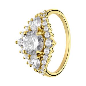 Lucardi - Damen Ring aus 925er Silber, vergoldet, Zirkonia - Ring - 925 Silber - Gelbgold legiert - 20 / 63  mm -