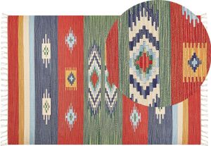 BELIANI Kelim-Teppich Mehrfarbig Baumwolle 200 x 300 cm mit Fransen Geometrischem Muster Handgewebt Zweiseitig Modern Boho Wohnzimmer Schlafzimmer