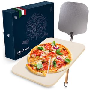 Blumtal kameň na pizzu do pece a plynového grilu vrátane šupky na pizzu - obdĺžnikový kameň na pizzu z kordieritu, na pizzu ako z kamennej pece, vrátane šupky na pizzu