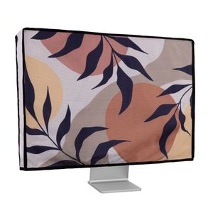 kwmobile Leinen Hülle kompatibel mit 24-26" Monitor - Schutzhülle Staubschutz Abdeckhaube für PC Bildschirm - Computer Screen Cover Staubhaube Haube - Pflanzen und Formen