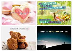ewtshop® 20er Postkarten Set Liebe mit 20 Sprüchen & Zitaten, Grußkarten