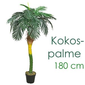 Künstliche Palme groß Kunstpalme Kunstpflanze Palme künstlich wie echt Plastikpflanze Auswahl Dekoration Deko Decovego, Auswahl Palme Pflanze:Palme Modell 26 (Kokospalme 180 cm)