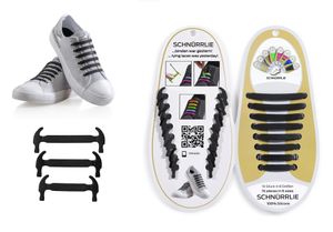 SCHNÜRRLIE elastische Silikon Schnürsenkel - Schuhband ohne Schuhe Binden für Kinder und Erwachsene - Schwarz
