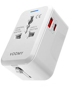 VOOMY Reiseadapter Weltweit - Universal Reisestecker für 150+ Länder - Europa, USA, Mexiko, Australien - Universal all in one Travel Plug Adapter mit 2 USB ports