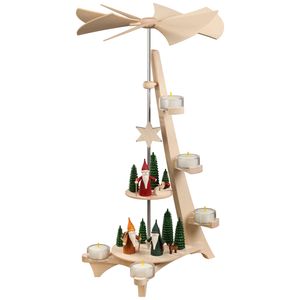Moderne Weihnachtspyramide 2-stöckig L Form 50 cm, Modell:Waldwichtel und Weihnachtswichtel Exclusiv