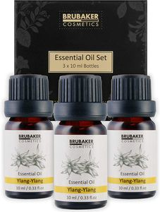 BRUBAKER Zestaw 3 olejków Ylang-Ylang - afrodyzjak, dobry nastrój i relaks - zestaw upominkowy olejków eterycznych do aromaterapii 3 x 10 ml naturalny i wegański