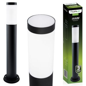 LUMILED Standleuchte Außen 65cm Pollerleuchte IP44 Edelstahl E27 Gartenleuchte Schwarz Stehleuchte Wegeleuchte Außenleuchte Stehlampe Außenstehleuchte