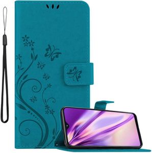 Cadorabo Hülle für Samsung Galaxy A10e / A20e Schutz Hülle in Blau Schutzhülle Handy Hülle Etui Case Blumen Flower