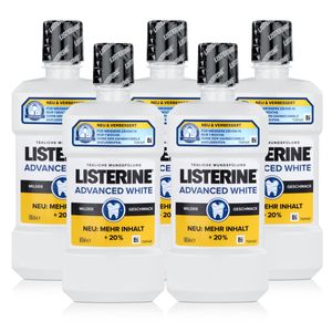 Listerine Advanced White 500ml - Für weißere Zähne in nur 2 Wochen (5er Pack)