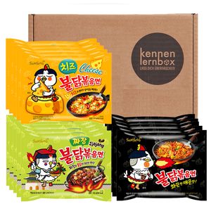Samyang BULDAK Ramen Combo | Kennenlernbox | 5er Pack Hot Chicken & 5er Pack Käse & 5er Pack Jjajang