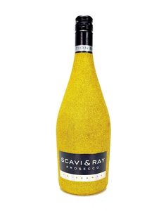 Scavi & Ray Prosecco Frizzante 0,75l (10,5% Vol) - Bling Bling Glitzer Glitzerflasche Flaschenveredelung für besondere Anlässe - Gold -[Enthält Sulfite]