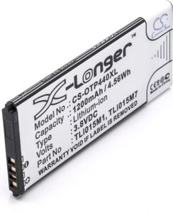 vhbw Akku Ersatz für Alcatel TLi015M7, TLi015M1, TLi015MA für Handy Smartphone Telefon (1200 mAh, 3,8 V, Li-Ion)
