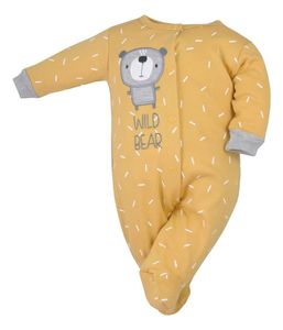 Baby Mädchen Jungen Strampler Schlafanzug Einteiler Gr. 68 ocker