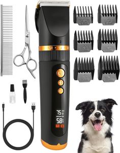Hundeschermaschine, 3 Geschwindigkeiten, 7500 U/min, leistungsstarker Motor, professioneller Hundehaarschneider mit 2000-mAh-Akku, Tierhaarschneider