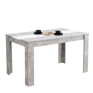 Homestyle4u 2178, Esstisch Holz Grau Weiß Esszimmertisch Tisch Holztisch Küchentisch 135x80 cm Beton Optik