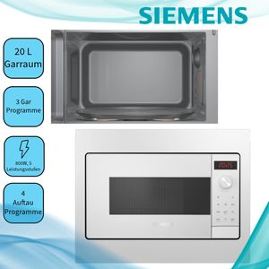 Siemens BF523LMW3 Einbau-Mikrowelle, Weiß, 800 Watt, 20 l Volumen, 49,4 cm Breite