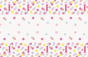 Párty ubrus 1.narozeniny - Happy birthday - růžový s puntíky - 137 x 213 cm