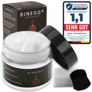 Binego® Lederreparaturset Leder & Kunstleder Reparatur Set | Lederreparatur Flüssigleder Lederfarbe Reparieren Reparaturset Aufbereitung | Weiß