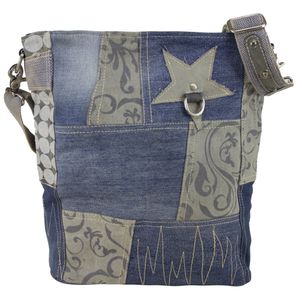 Sunsa Damen/Herren Umhängetasche große Schultertasche Handtasche aus Canvas & Jeans blau