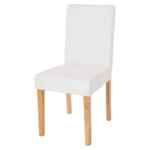 Jedálenská stolička Littau, kuchynská stolička stolička, Imitácia kože ~ biela matná, svetlé nohy