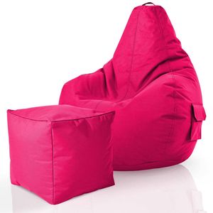 Green Bean 2er Set Sitzsack + Hocker "Cozy+Cube" - mit EPS Perlen Füllung - robust waschbar schmutzabweisend - Pink