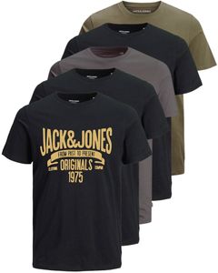5er-Pack Jack & Jones Herren T-Shirts Print Shirt, 5er-Set Irina Mix