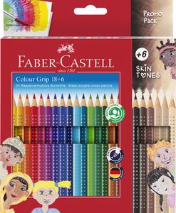 Kredki Grip Faber-Castell 18 kolorów + 6 kolorów w odcieniach skóry