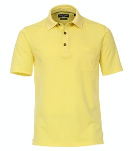 Größe L Casamoda Sport Polo Shirt Gelb Kurzarm Normal Geschnitten Kragen mit 3-Knopf Ausschnitt 55% Baumwolle, 45% Polyester