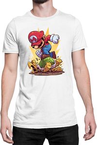 Mario Smash Koopa Herren T-shirt Super Mario Bros Luigi Bowser, M / Weiß