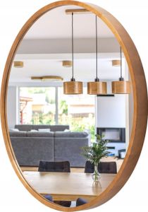 Badspiegel Wandspiegel Runden  LEJA Ø80 cm mit Holzrahmen RUSTIKAL – höchste Qualität und Design für stilvolle Innenräume