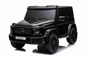 Dětské elektrické autíčko Mercedes-Benz G63 AMG 4x4² dvoumístné 12V, černé, MP3 přehrávač se vstupem USB/AUX, pohon 4x4, baterie 12V14Ah, odpružená kola EVA, koženková sedadla, dálkové ovládání, licencované