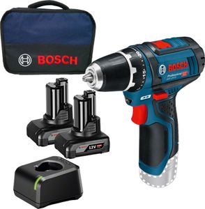 Bosch Akku-Bohrschrauber GSR 12V-15 / 2x 4,0 Ah Akku + Ladegerät im Softbag