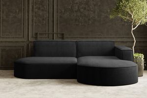 Kaiser Möbel Ecksofa Designer MODENA STUDIO stoff Dicker cord Poso Schwarz Rechts