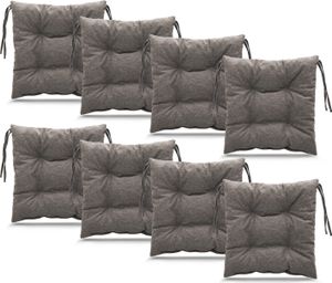Mg Design sada 8 vankúšov na stoličku 40x40 cm sivá - vankúš na stoličku s popruhmi, prešívaný vankúš, podlahový vankúš - vankúš na sedenie pre záhradnú stoličku, na vnútorné a vonkajšie použitie