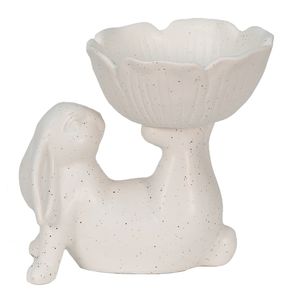 Clayre & Eef Figur Kaninchen 15x11x14 cm Weiß Polyresin
