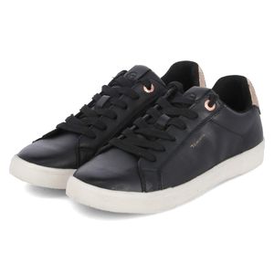 Tamaris Damen Sneaker Leder Court Schnürung 1-23622-42, Größe:37 EU, Farbe:Schwarz