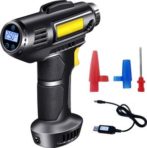4000mAh Reifenfueller Elektrische Handheld Akku-Fahrradpumpe Tragbarer wiederaufladbarer Luftkompressor mit Digitalanzeige fuer Auto-Fahrrad-Motorrad-Baelle und Schlauchboote