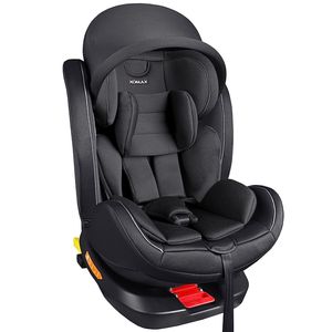 Kindersitz drehbar 360° mit ISOFIX und Liegefunktion mitwachsend I 0-36 kg, 0-12 Jahre, Gruppe 0/1/2/3 I 5-Punkt-Gurt und 3-Punkt-Gurt I Bezug abnehmbar, waschbar I ECE i-Size 129R, Farbe:Schwarz