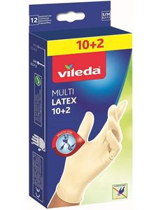 Vileda Multi Latex 10+2 ungepudert Einmalhandschuhe Latex Größe S/M, 12er Pack
