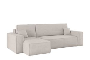 Kaiser Möbel Ecksofa mit schlaffunktion und bettkasten, Sofa L-form, Couch L-form BEST Dicker Cord Beige Links