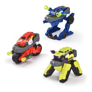 Dickie Toys – Transformator-Fahrzeuge im 3er Set (je 12 cm) - 2 in 1 Roboter-Autos für Kinder ab 3 Jahren inkl. abnehmbarem Spielzeugautos (7,5 cm), Spielzeug-Fahrzeug mit coolen Funktionen