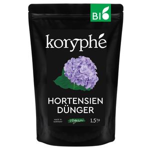 Koryphé Hortensia LoveHortensiendünger 1,5kg, biologischer und veganer Pflanzendünger, Langzeitdünger aus natürlichen Stoffen, Rhododendron Dünger für langanhaltende Blütenpracht