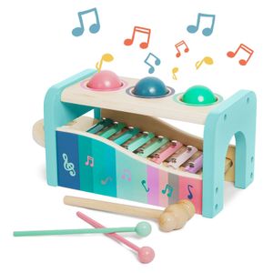 BeebeeRun Spielzeug-Musikinstrument Xylophon mit Kugel Holz Regenbogen Xylophon Kombination Kinder Früherziehung Musikalisches Spielzeug Set für Baby, Jungen und Mädchen