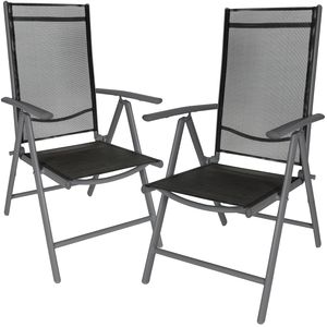 tectake 2 Aluminium Gartenstühle klappbar - schwarz/anthrazit